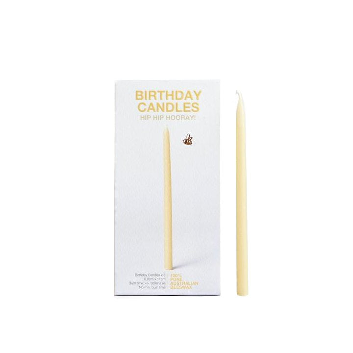 Beeswax Birthday Candles - Box/8