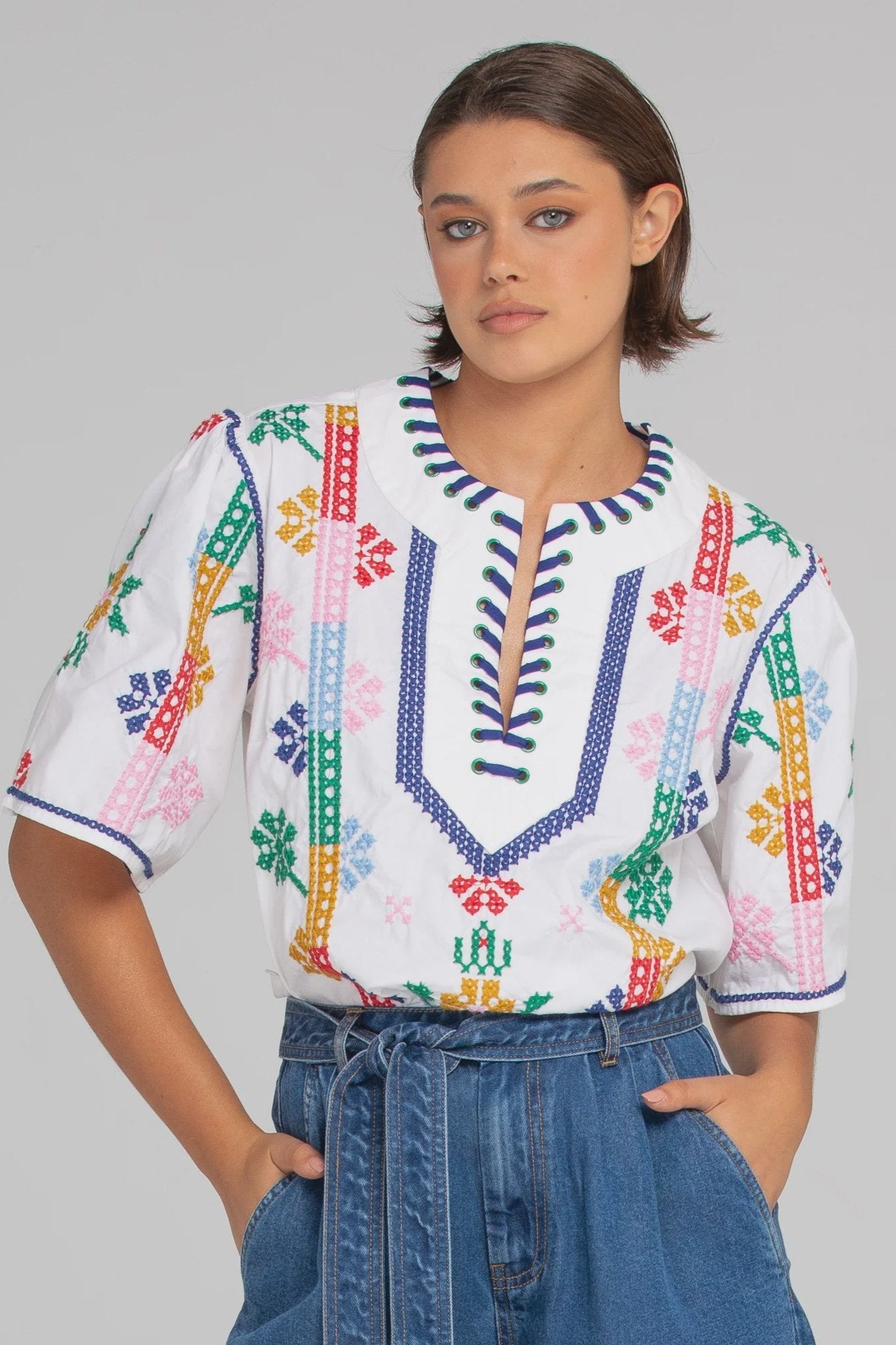 Luna Top - White/Multi