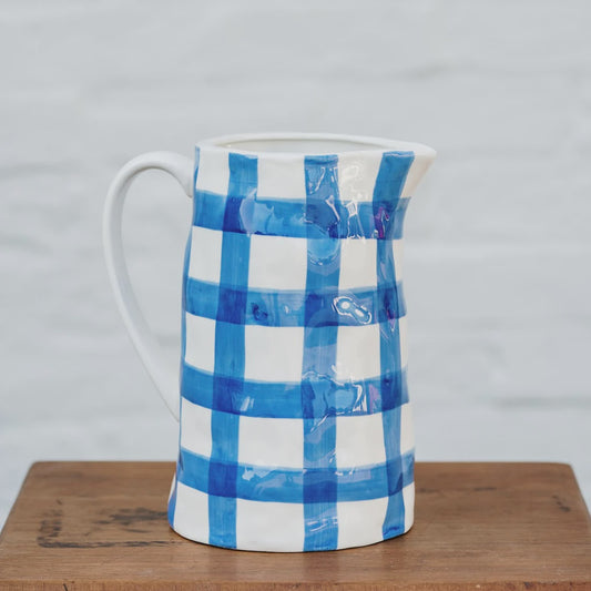 Medium Blue Gingham Jug