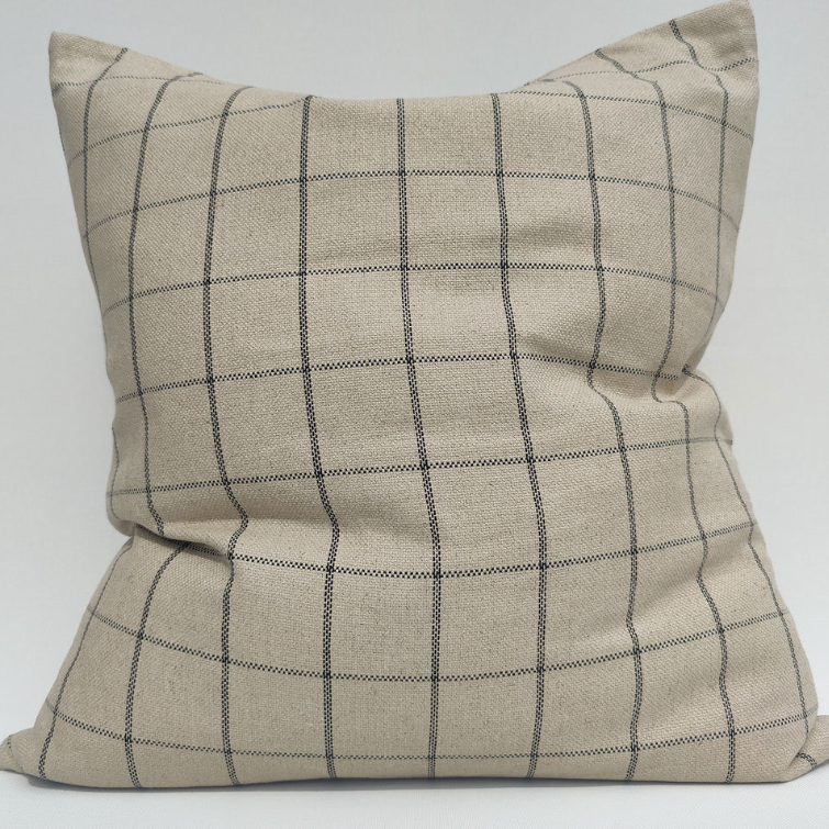 Irish Plaid Rustic Linen Cotton Cushion - Brown