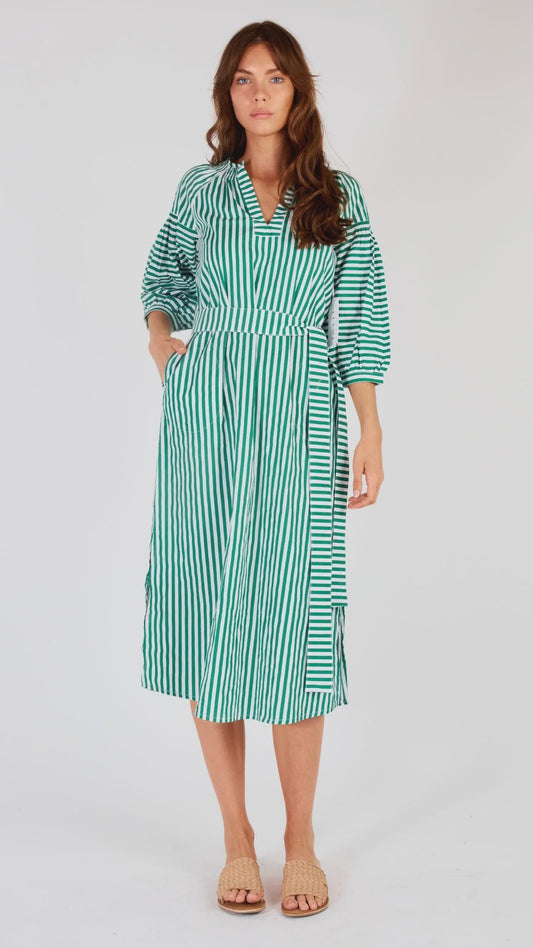 Sakanto Kaftan Dress - Green Stripe