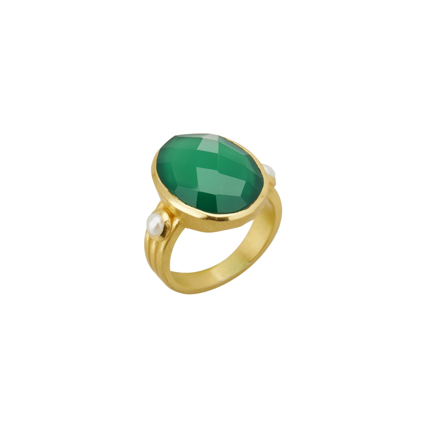 Wandering Soul Green Onyx & Pearl Ring