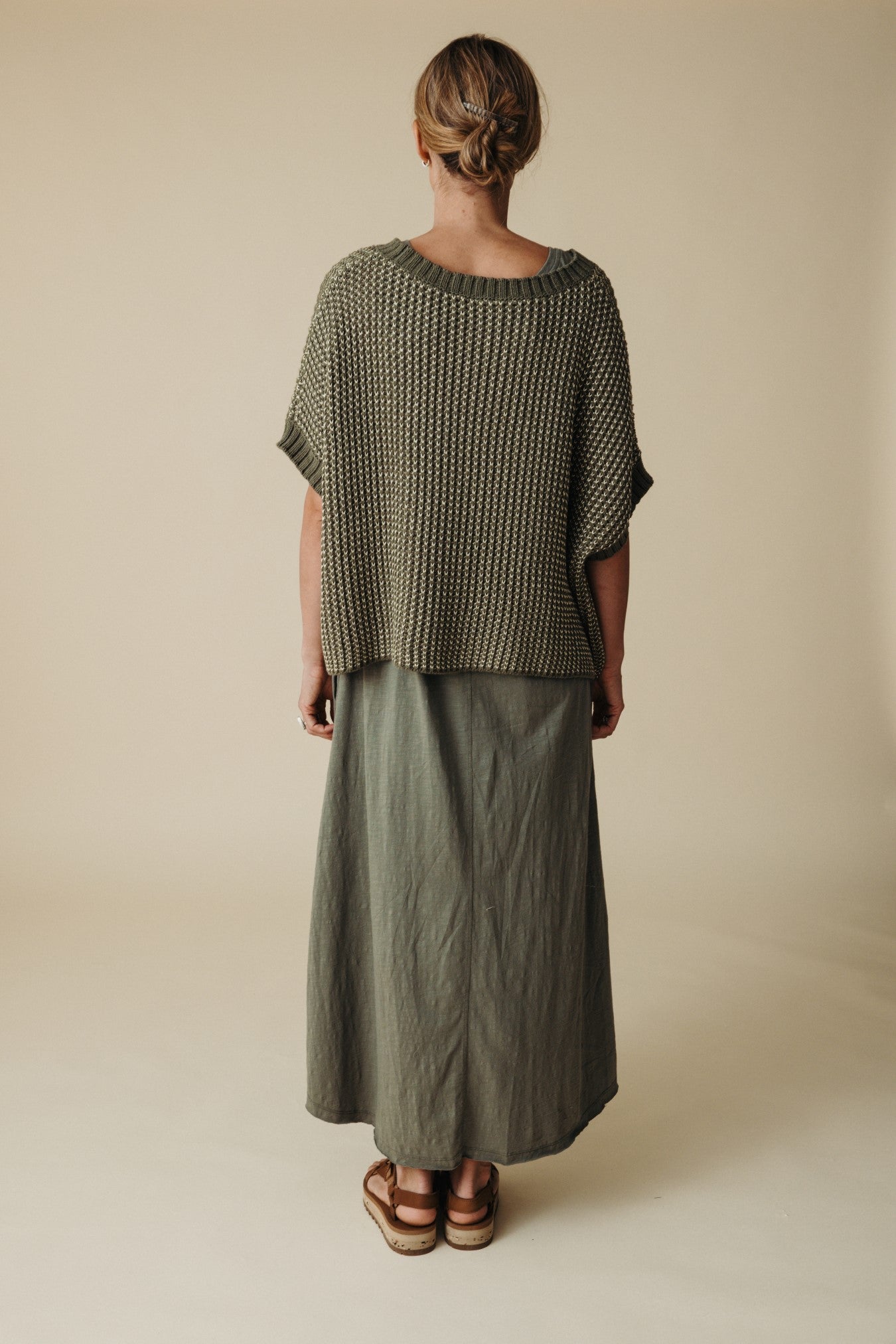 Sunray Rib Crop Pullover - Dusty Olive