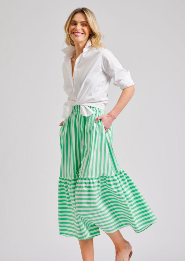 Green 2024 striped skirt